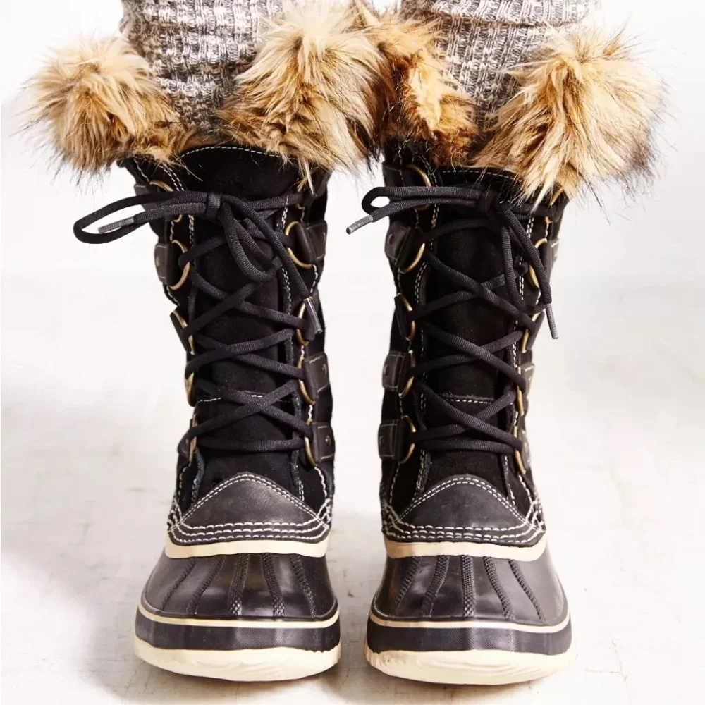Sorel Joan of Arctic Black Winter Boots Faux Fur